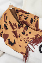 Load image into Gallery viewer, Leopard Print Tassel Hem Loose Knitted Shawl
