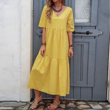 Load image into Gallery viewer, Simple Casual Short Sleeves Tiered Midi Dress
