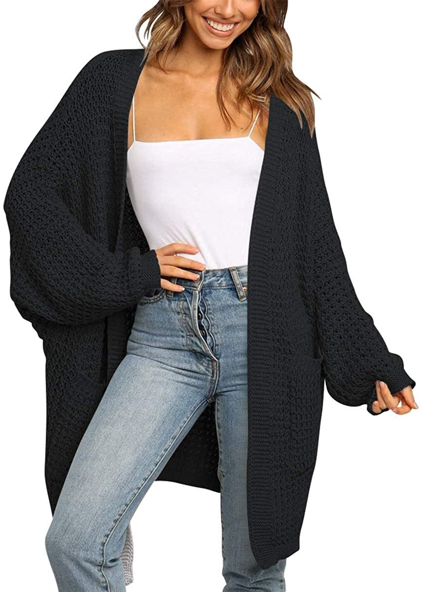Casual Solid Pocket V Neck Top Sweater Cardigan