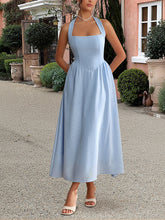 Load image into Gallery viewer, Simple Halter Pleated Sleeveless A-line Midi Dress
