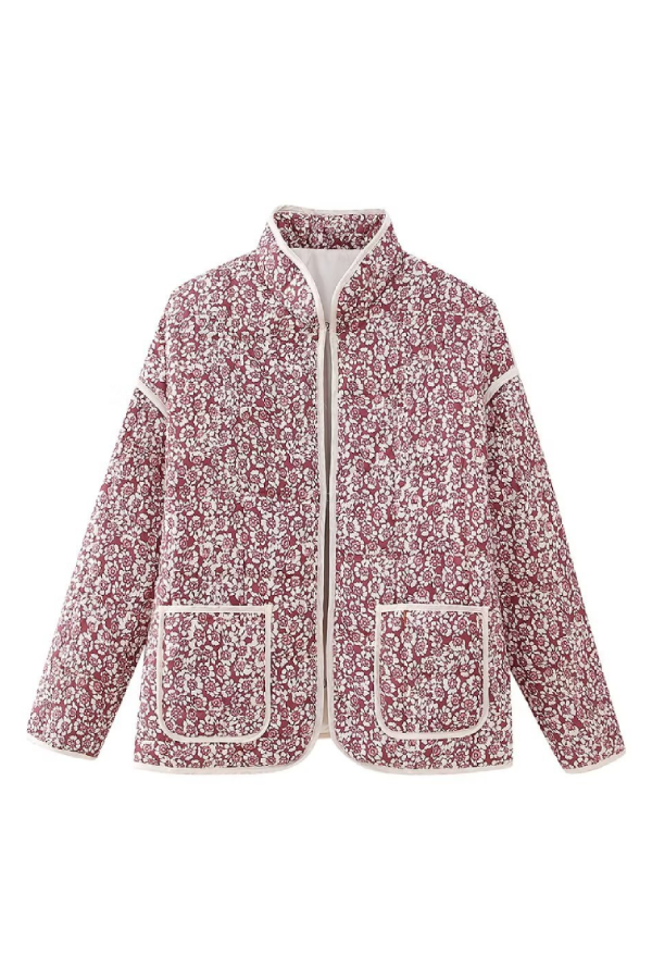 Floral Print Thin Pocket Cardigan Jacket