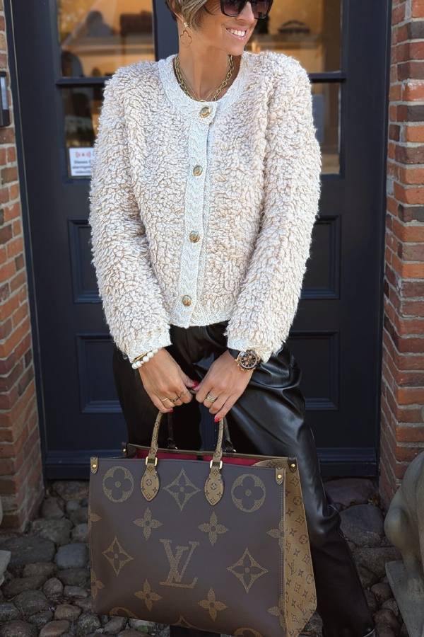 Beige Button Knit Cardigan