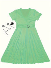 Load image into Gallery viewer, Elegant  V-Neck Asymmetrical Ruffled Midi Dress
