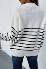 Load image into Gallery viewer, Classic Crew Neck Button Long Sleeves Striped Sweater
