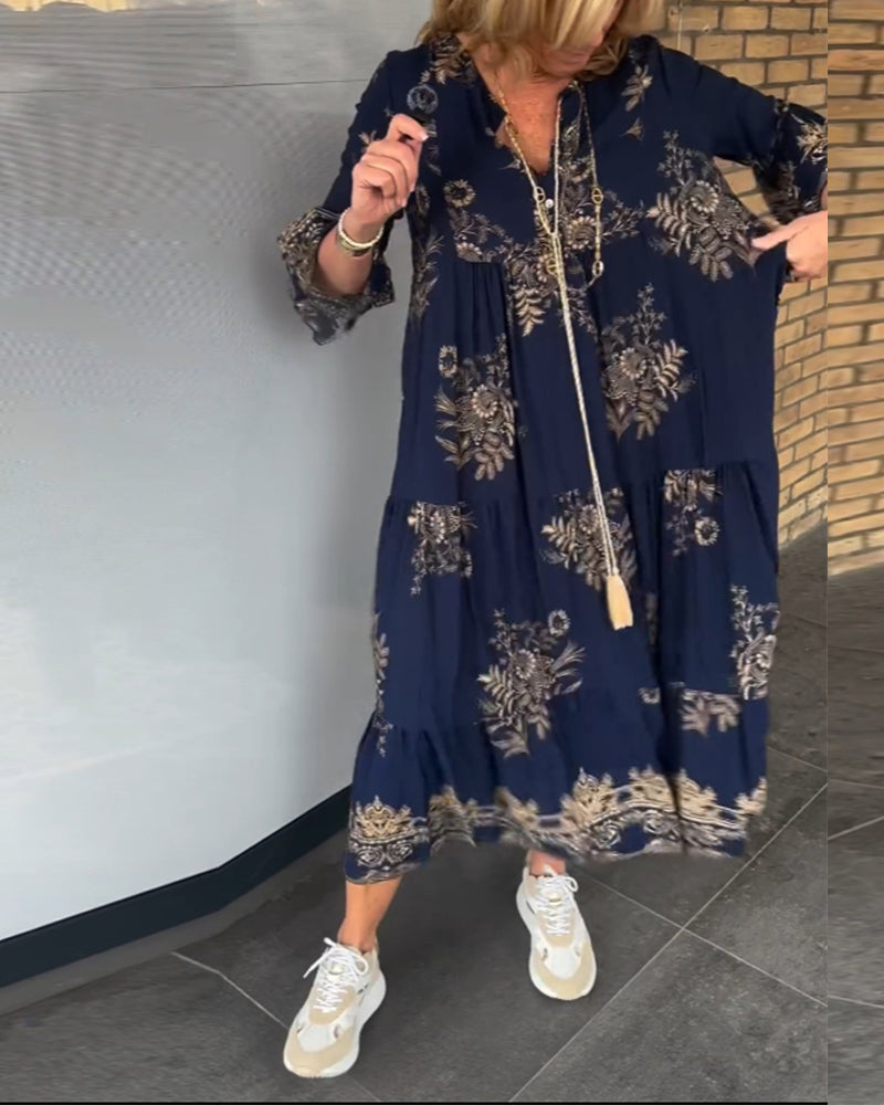 Print Loose Midi Dress