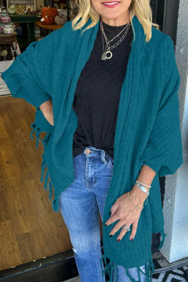 Casual Fringed Trim Irregular Cardigan Outerwear