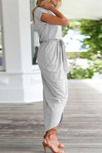 Load image into Gallery viewer, Casual Round Neck Irregular Ruched Slit Front Midi Dress
