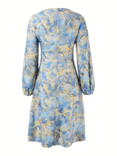 Load image into Gallery viewer, Long Sleeve V-neck Printed Midi Dress
