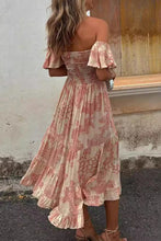 Load image into Gallery viewer, Sexy Floral Ruffle Off Shoulder Midi Dress
