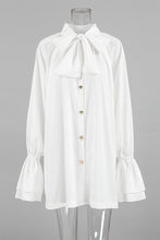 Load image into Gallery viewer, Elegant Lace Up Buckle Ribbon Collar Loose Mini Dress
