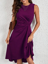 Load image into Gallery viewer, Sleeveless Asymmetric Pleated Split-Joint Midi Dress
