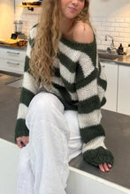 Load image into Gallery viewer, Loose Navy Stripe Knit Sweater
