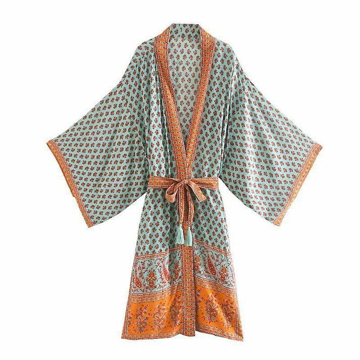 Boho Floral Patterns Kimono Cover Up