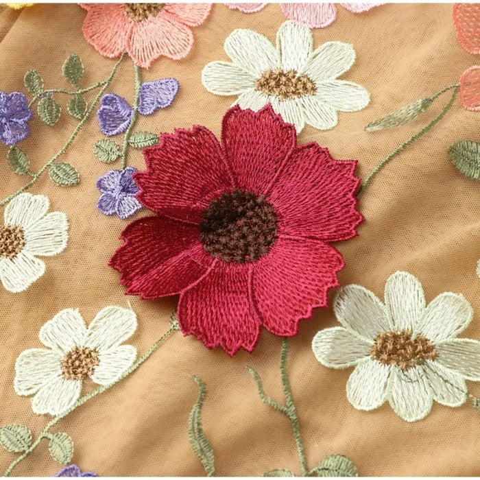 Floral Embroidery Lace Sleeveless Party Mini Dress