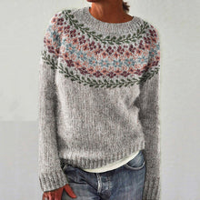 Load image into Gallery viewer, Tribal Floral Geometry Icelandic Knit Pullover Sweater
