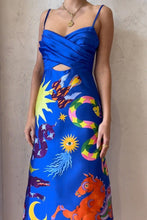 Load image into Gallery viewer, Unique Printed Spaghetti Straps Midi Dress
