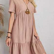Load image into Gallery viewer, Elegant Casual Short Sleeve V-Neck Tiered Midi Dress
