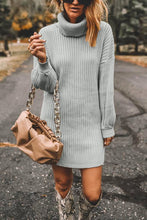 Load image into Gallery viewer, Turtleneck Long Sleeves Ribbed Knit Sweater Dress

