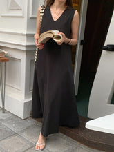 Load image into Gallery viewer, Simple Loose Sleeveless V-Neck Midi Dresses
