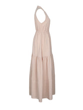 Load image into Gallery viewer, Sleeveless High Waisted Buttoned Elasticity Pleated Split-Joint Tiered Midi Dress
