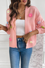 Load image into Gallery viewer, Peach Pink Hand Hook Flower Knitted Cardigan
