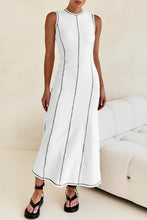 Load image into Gallery viewer, Casual Striped Contrast Sleeveless Round Necn Midi Dress
