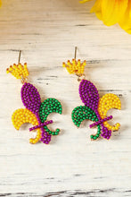 Load image into Gallery viewer, Mardi Gras Beaded Earrings
