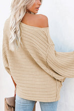 Load image into Gallery viewer, Apricot Ribbed Knit 3/4 Sleeve Pullover Sweater
