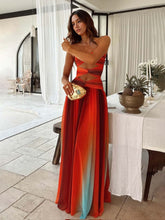 Load image into Gallery viewer, Sexy Colorful Gradient Print Hollow Out Party Maxi Dress
