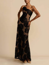 Load image into Gallery viewer, Unique One Shoulder Rose Floral Maxi Party Dress
