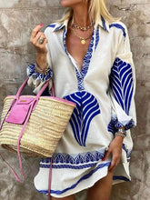 Load image into Gallery viewer, Long Sleeves Ocean Drive Printed Tunic Mini Dress
