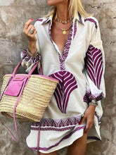 Load image into Gallery viewer, Long Sleeves Ocean Drive Printed Tunic Mini Dress
