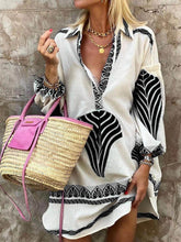 Load image into Gallery viewer, Long Sleeves Ocean Drive Printed Tunic Mini Dress
