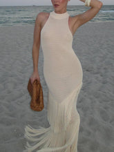 Load image into Gallery viewer, Charming Sleeveless Knitted Tassel Midi Dress
