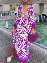 Load image into Gallery viewer, Loose Tropical Print Long Sleeves Maxi Dress
