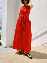Load image into Gallery viewer, Refined Pockets Spaghetti Straps Tied Waist Maxi Dress
