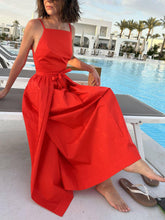 Load image into Gallery viewer, Refined Pockets Spaghetti Straps Tied Waist Maxi Dress
