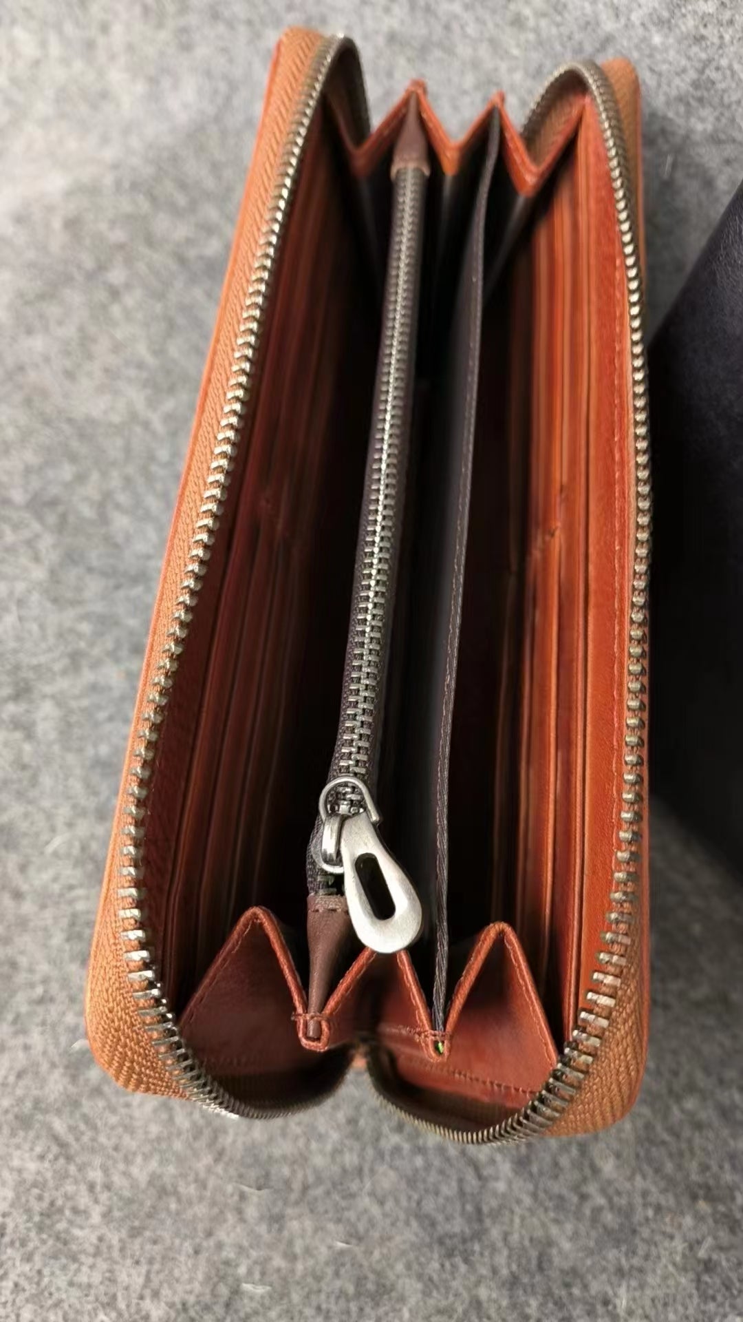 Handmade Long Leather Wallet Purse Large Capcity Multi Cards Zipper Soft Clutch for Women