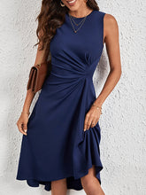 Load image into Gallery viewer, Sleeveless Asymmetric Pleated Split-Joint Midi Dress
