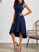 Load image into Gallery viewer, Sleeveless Asymmetric Pleated Split-Joint Midi Dress
