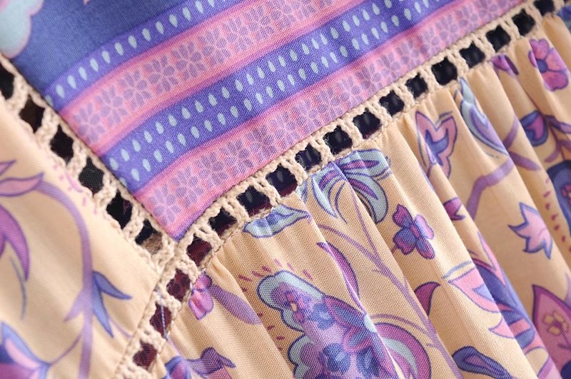 Boho Floral Print Long Sleeve Loose Maxi Dress