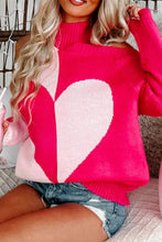 Load image into Gallery viewer, Valentine&#39;s Day Heart Turtleneck Cold Shoulder Sweater
