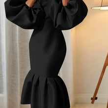 Load image into Gallery viewer, Long Lantern Sleeves V-neck Fishtail Mini Dress
