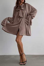 Load image into Gallery viewer, Elegant Lace Up Buckle Ribbon Collar Loose Mini Dress
