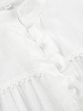 Load image into Gallery viewer, White Long Sleeves Buttons Down Tied Waist Mini Dress
