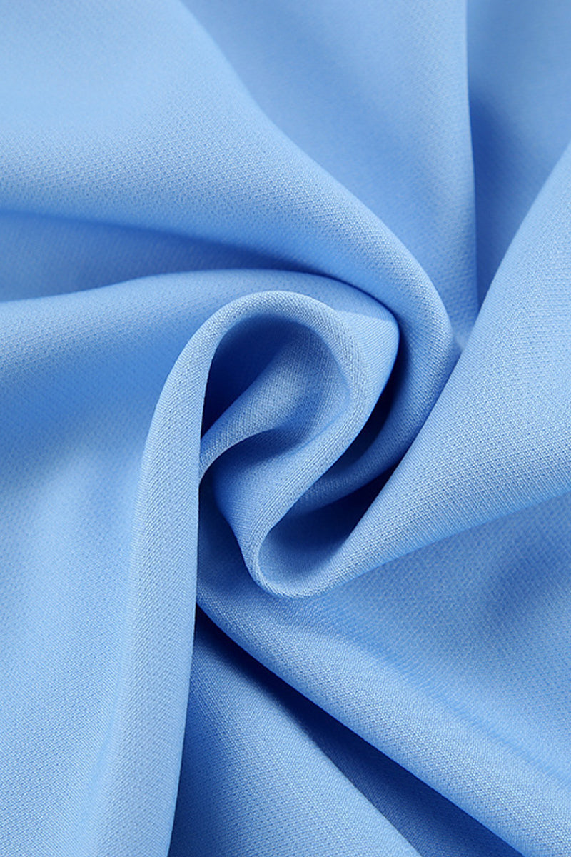 Elegant Blue Flounce Slit Back Midi Dress