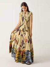 Load image into Gallery viewer, Yellow Sleeveless Floral Pleated Maxi Dress
