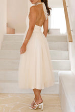 Load image into Gallery viewer, Beige Sexy Lace Up Backless Halter Princess Tulle Midi Dress
