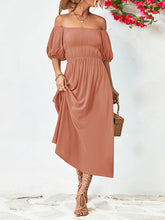 Load image into Gallery viewer, Loose Off-The-Shoulder Short Sleeves Midi Dress
