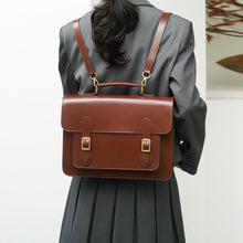 Load image into Gallery viewer, Black Classic Convertible Leather Backpack School Bag Satchel Briefcase Handbag
